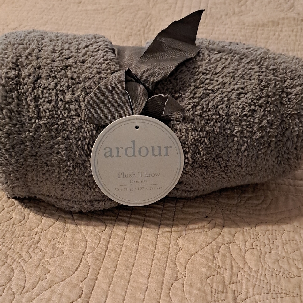 Gray Plush Throw Blanket